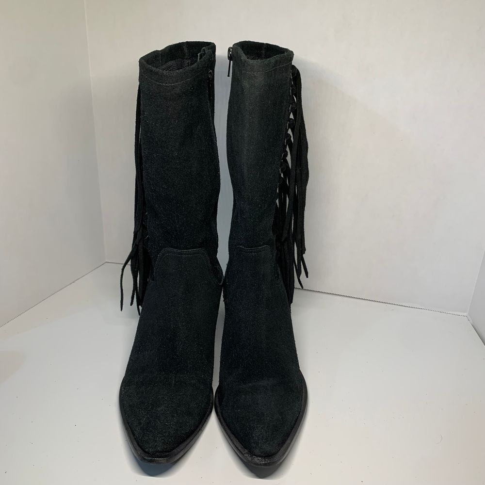Durango Western Black Suede Fringe Boots Size 7.5 - Picture 3 of 16